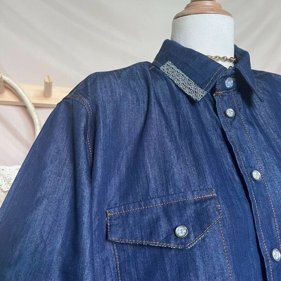 Indigo Denim Long-Sleeve Shirt - Picture 2 of 4